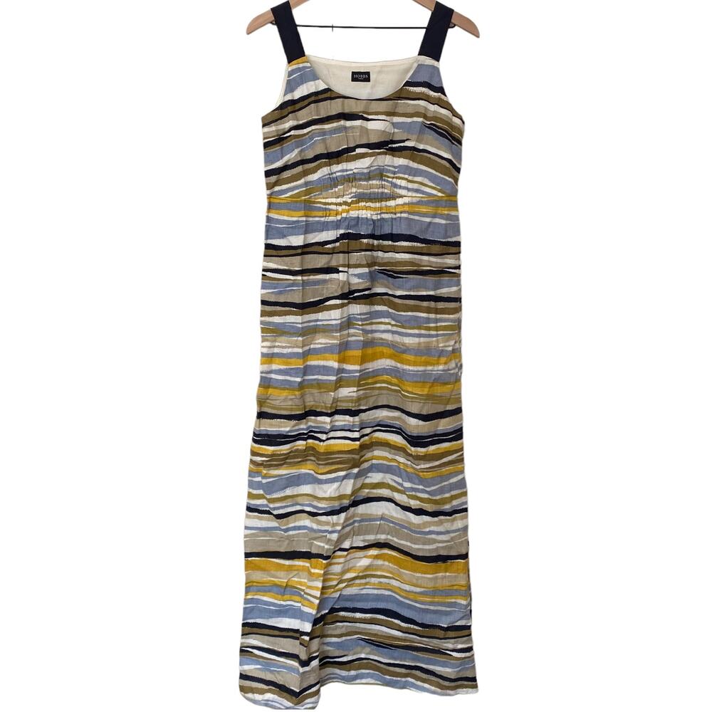 Hobbs London Women's Striped 100% Flax Maxi Sleeveless Dress Size Small Lagen